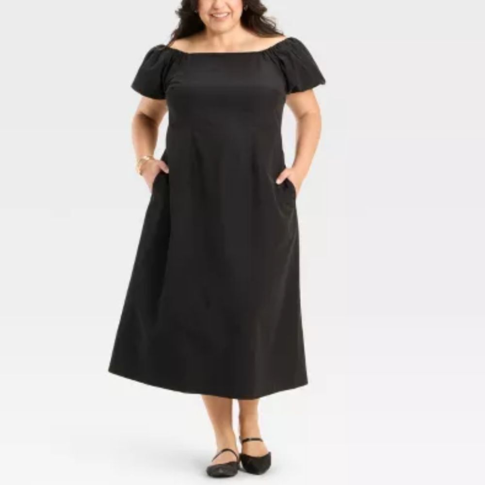 Puff Short-Sleeve Maxi Dress from A New Day, Sz 3X - Black